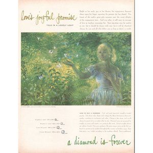 1960 DeBeers Diamonds Vintage Print As Girl and Her Dreams Painting C Browning